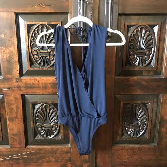 Alice + Olivia Tops - Alice and Olivia Navy Bodysuit